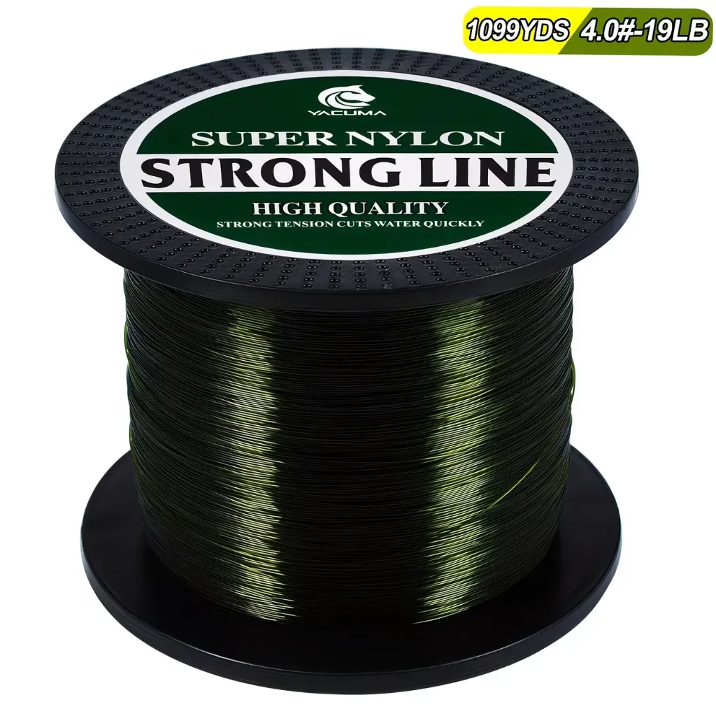 Fishing line YACUMA High-Strength Fluorocarbon Coated Wear-Resistant Nylon Fishing Line 1005m/1099YDS Sea Fishing Line Green 0.32mm 8.69kg