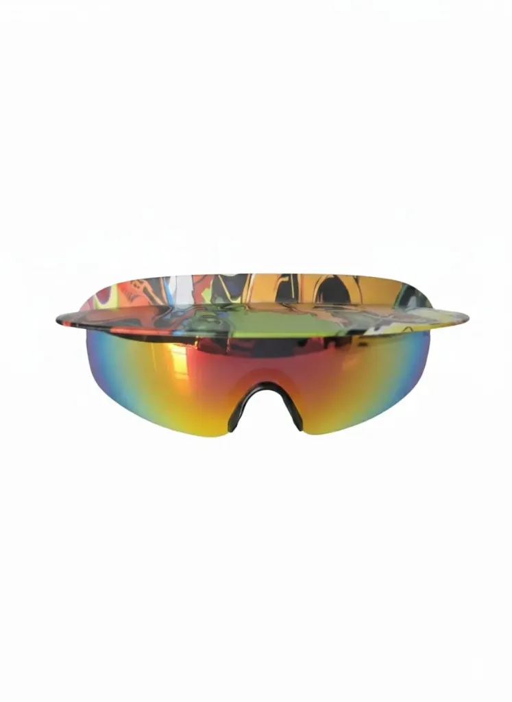 Retro Shield Visor Sunglasses Yellow-Green Iridescent Lens