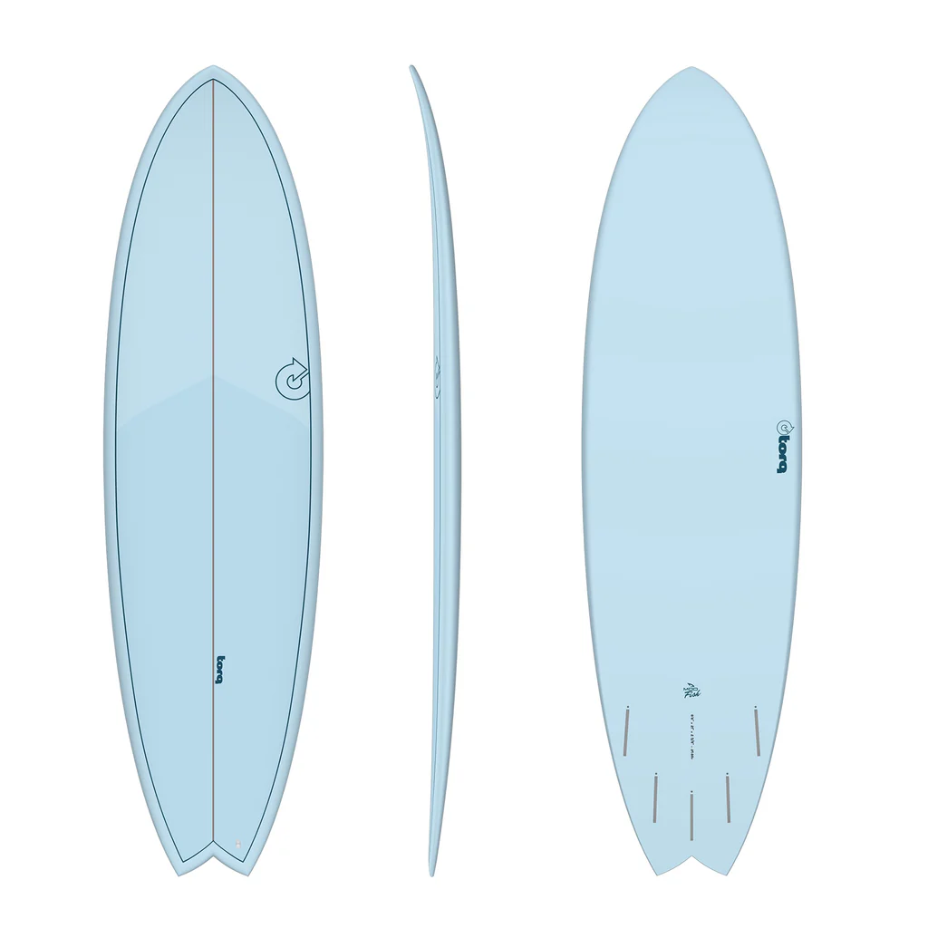 TORQ TET 6'3'' FISH LEGACY MAKO BLUE SURFBOARD Volume: 36 Liters.