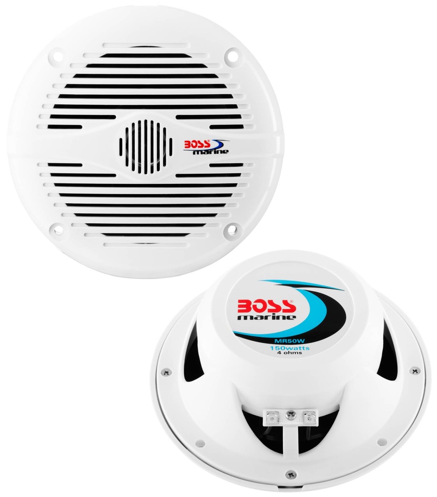 Boss Audio Marine 5.25in 2-Way Coaxial Speaker 150W, White, MR50