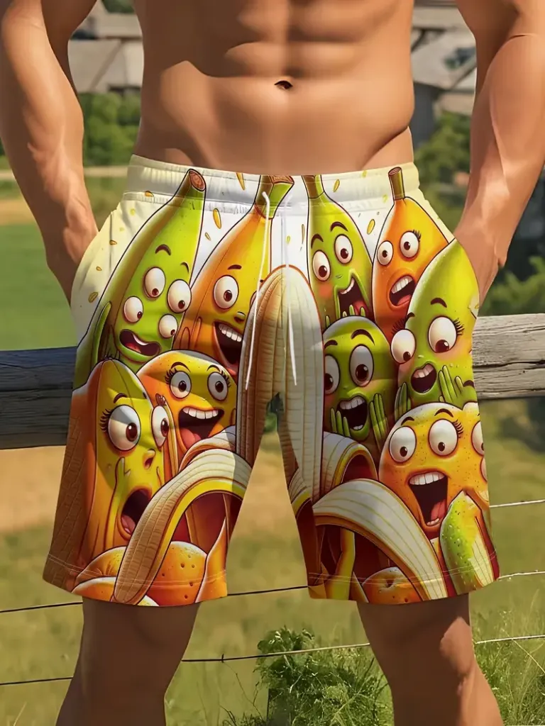 Men's Quick-Dry Swim Shorts Bananas in Shock
