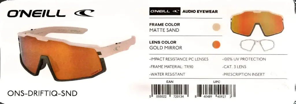 [ONS-DRIFTIQ-SND] O'Neill Audio Eyewear Sunglasses matte sand