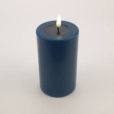 UYUNI LED Wax Candle, Flat Top Pillar, Dark Blue 15cm F