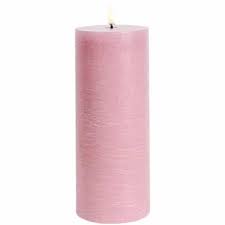 UYUNI LED Wax Candle, Flat Top Pillar, Dusty Rose 20cm F