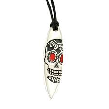 [20051] Silver+Surf necklace Surfboard XL Mexican Skull F