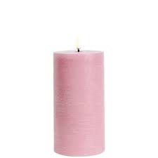 UYUNI LED Wax Candle, Flat Top Pillar, Dusty Rose 15cm F