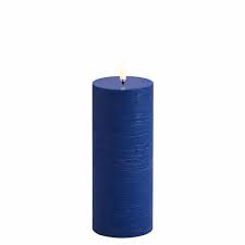 UYUNI LED Wax Candle, Flat Top Pillar, Royal Blue 10cm F