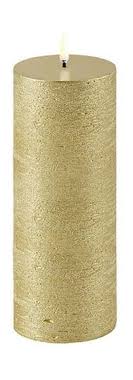 UYUNI LED Wax Candle, Flat Top Pillar, Metallic Gold 20cm F