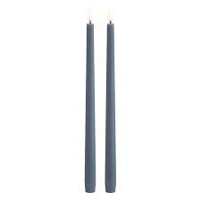 UYUNI LED Wax Candle, Taper, Hazy Blue 32cm F
