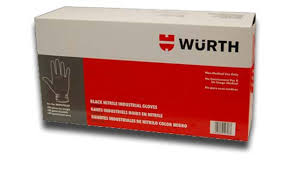 WURTH Nitrile Disposable Gloves, Black, XL size BOX F