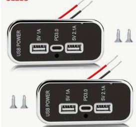 12V USB Outlet 3 Ports Dual USB A Port 3.1A Type C Port PD QC 3.0 Super Fast Charging Outlet Adapter