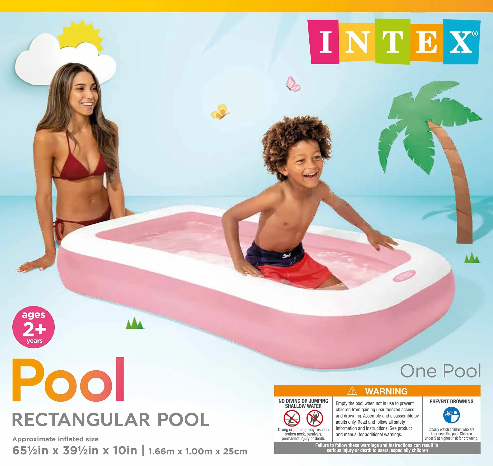 Intex Rectangular Pool Pink 1.66x1m F