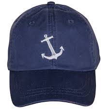 Cotton Baseball Cap With Anchor Print Navy F