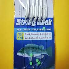 String Hook, Artificial Soft Bait with Hook Line Set, Hook Size 1 5pcs F