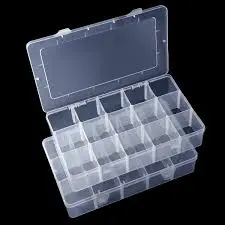 Clear 15 Grid Plastic Organizer Box for Fishing DAMAGED F
