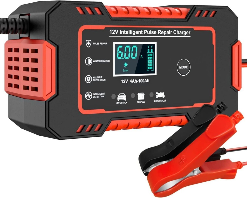 D. World per Auto Moto 12V 6A 5A 4A Caricabatterie Intelligente per Batteria Caricabatterie per Auto 12V Desulfator Con Compensazione Della Temp F
