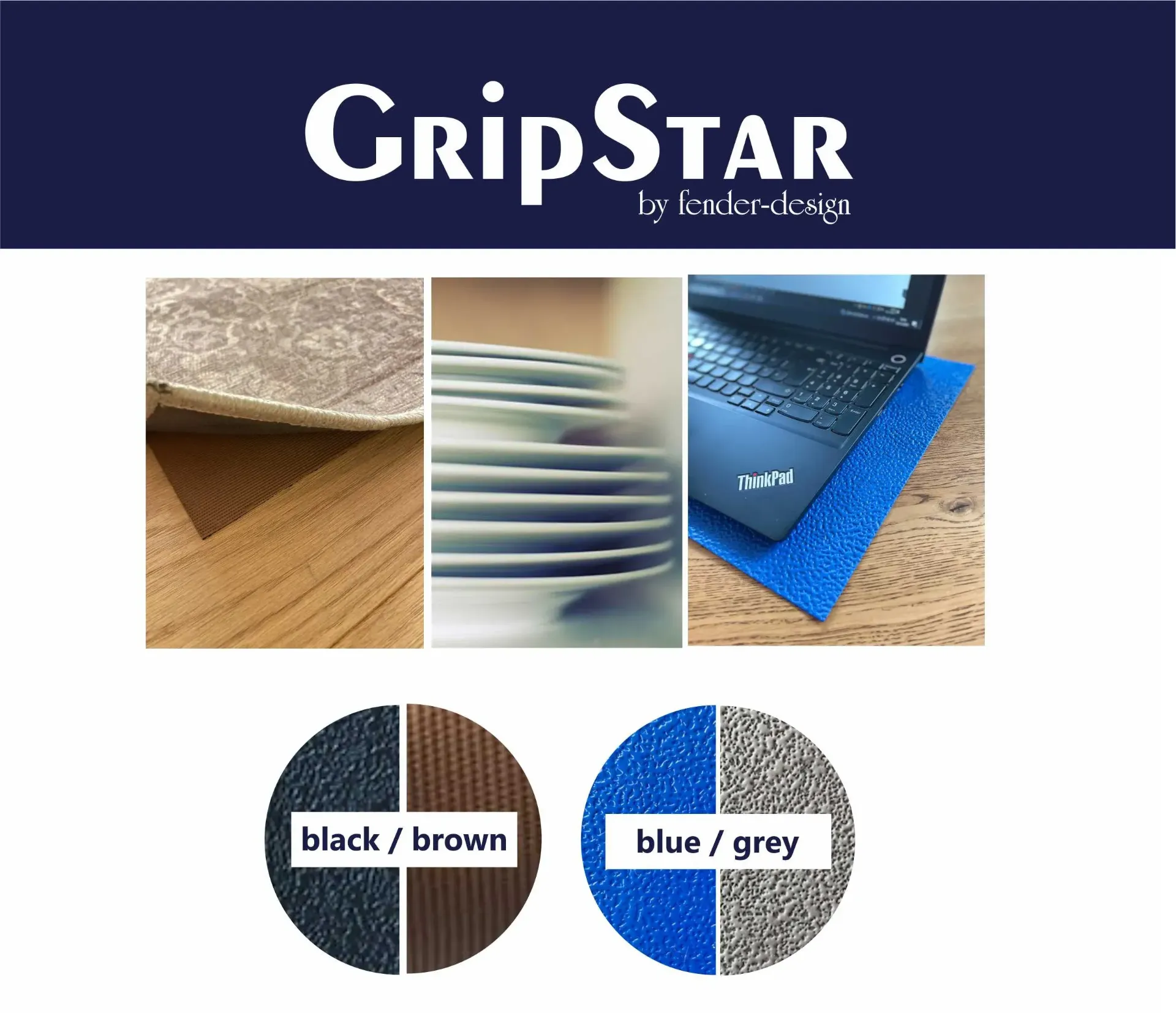 GripStar Non-Slip Mat-blue/grey 30x40