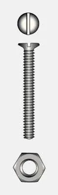Slotted Raised Countersunk Head Screws + Hex Nuts M4 x 16 + M4 SW7 8pcs F