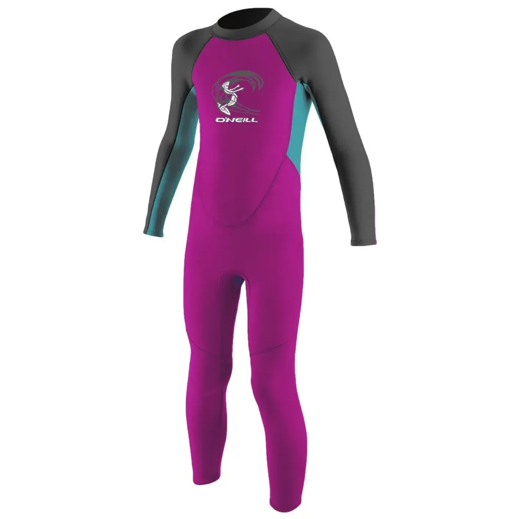 O'Neill Toddler Girls Reactor-2 2mm Back Zip Full Wetsuit Berry/Light Aqua/Graphite