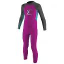 O'Neill Toddler Girls Reactor-2 2mm Back Zip Full Wetsuit Berry/Light Aqua/Graphite