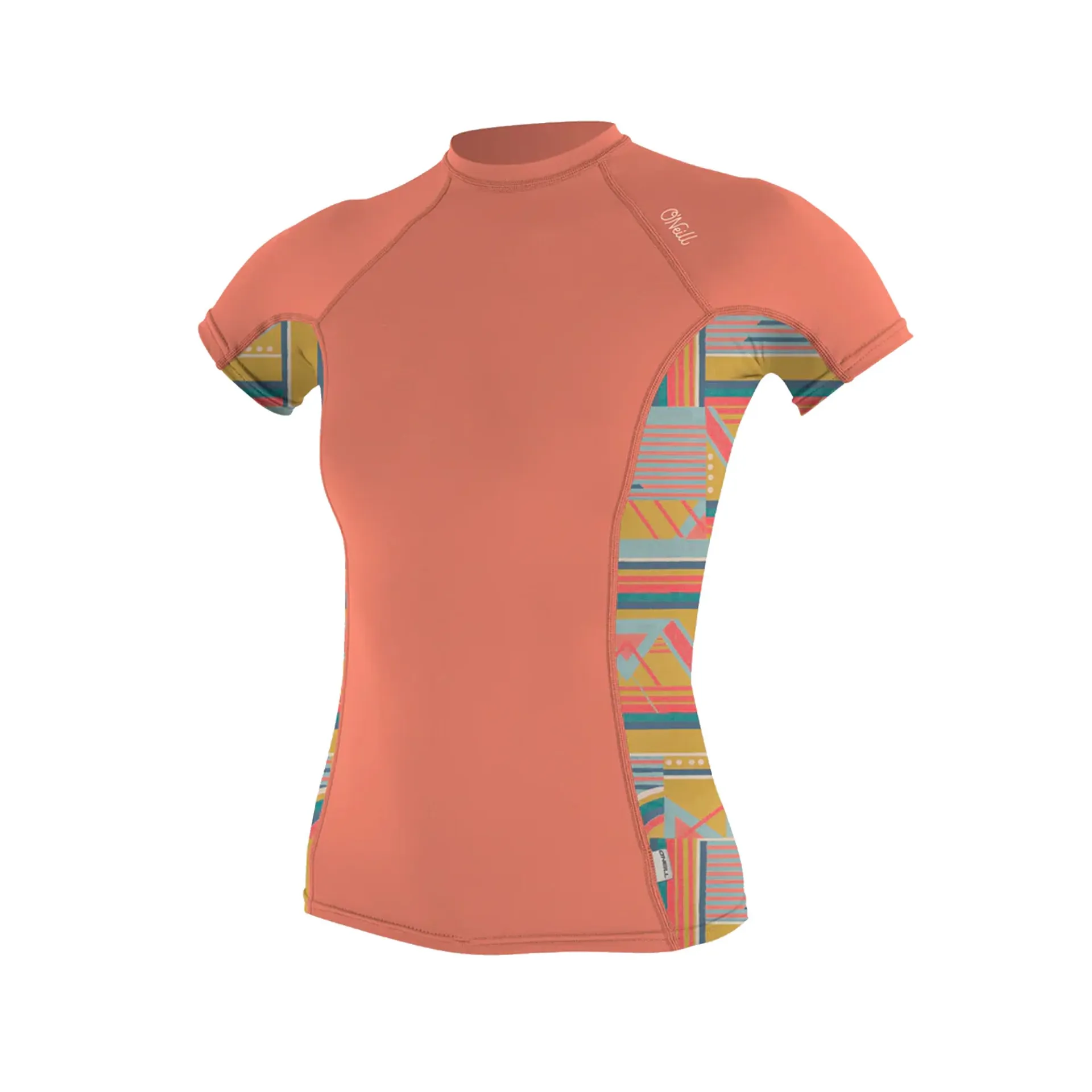 [5405S IE9 S] O'Neill Wms Side Print S/S Rash Guard Coral (SMALL)