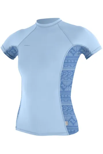 [5694 IQ3 S] O'Neill W/ms Hyperfreak Skins S/S Rash Guard Chambray Blue (SMALL)