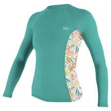 O'Neill Wms Side Print L/S Rash Guard Canton/Dalia