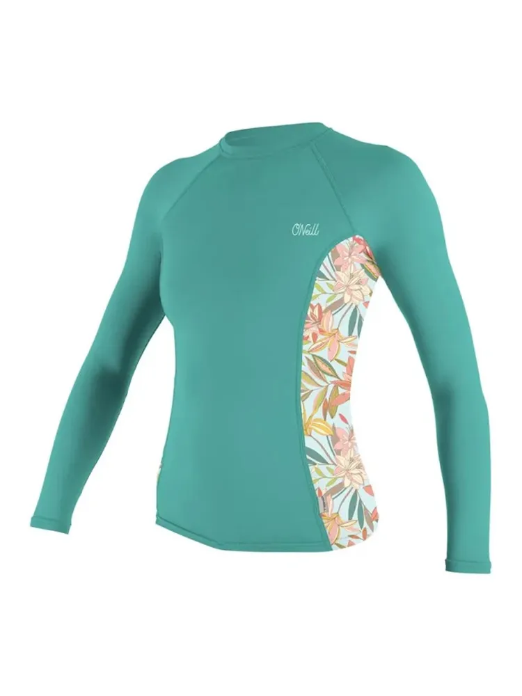 O'Neill Wms Side Print L/S Rash Guard Canton/Dalia (SMALL)