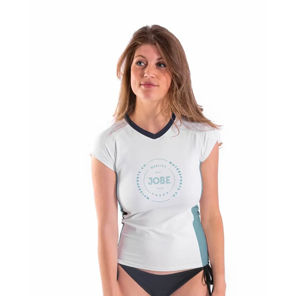 Jobe Rash Guard Shortsleeve Women V-Neck White (SMALL)