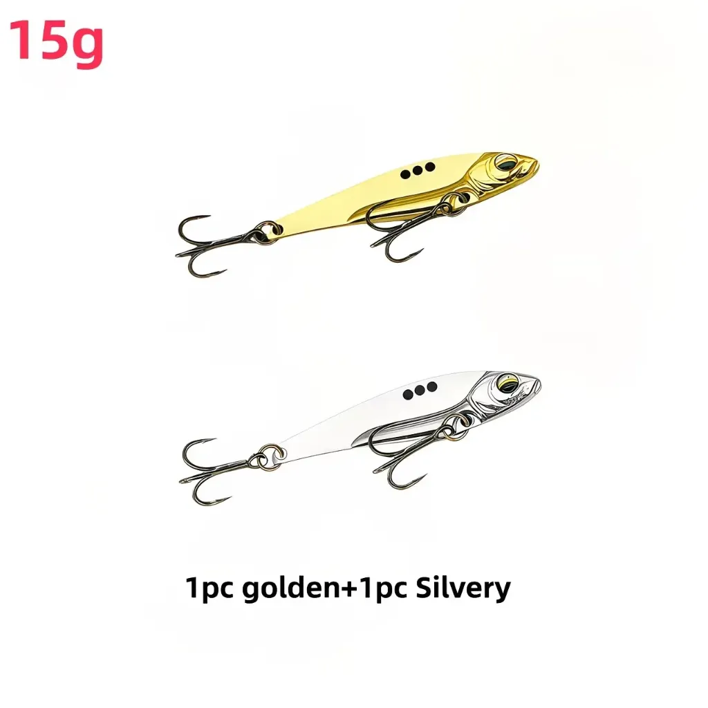 VIB x1 Lure, Designed for Sinking Vibration Fishing, in Silver or Golden Colors mix 15g